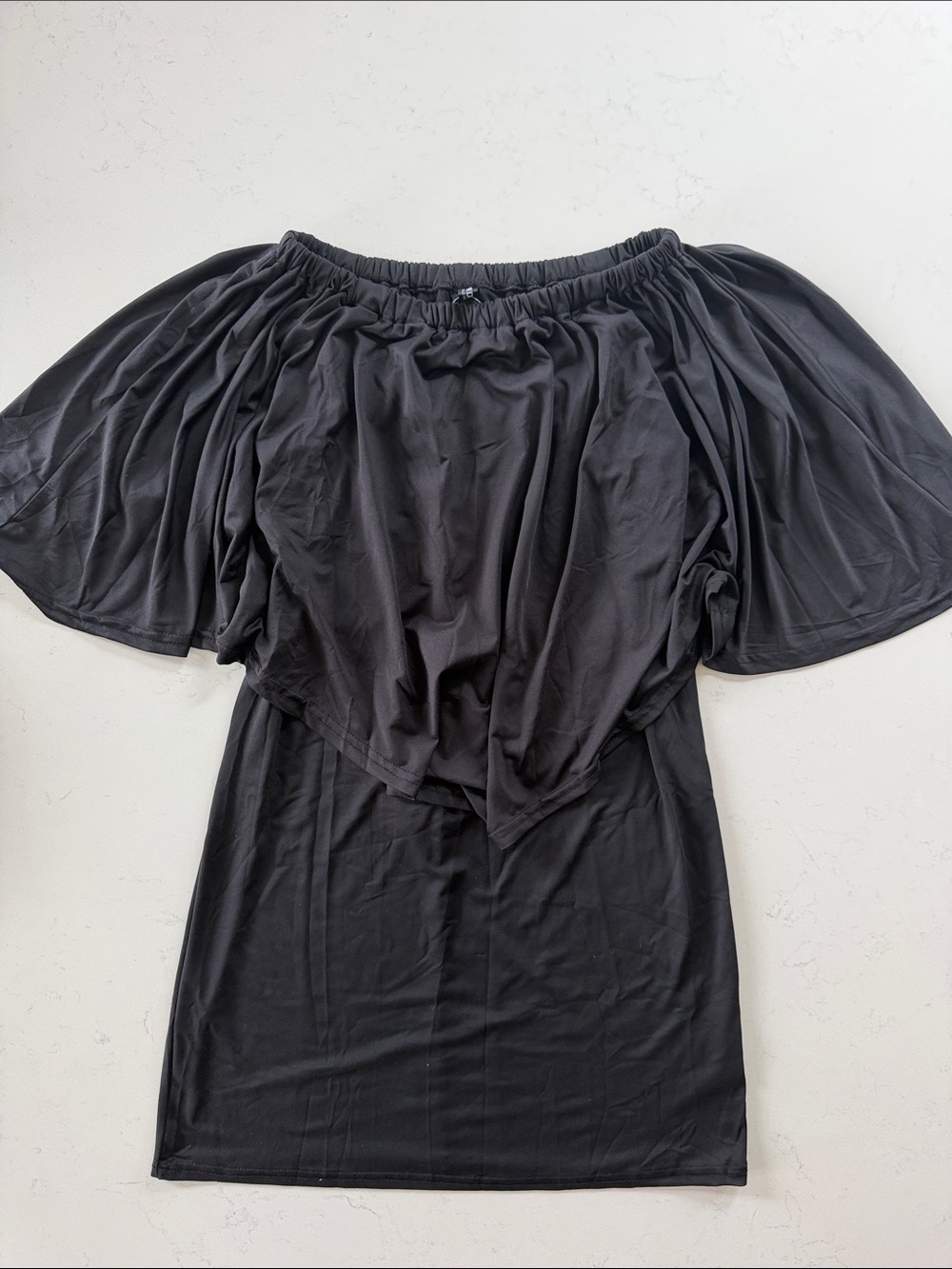 Ruidiya Collective Black Off the Shoulder Draped Mini Dress